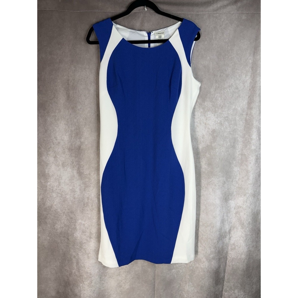 J. Peterman Colorblock Hourglass Sheeth Dress In Blue White Women's Size 12